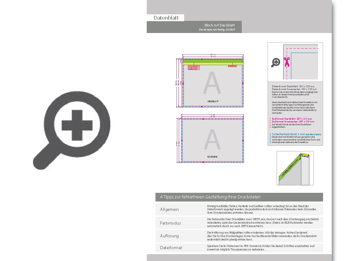 Product Bild block_mit_leimbindung_und_deckblatt__din_a4_quer__50_blatt__4_0_farbig_einseitig_bedruckt